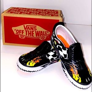 Vans Asher V Vansracer Black/Scarlet Toddler  7.5